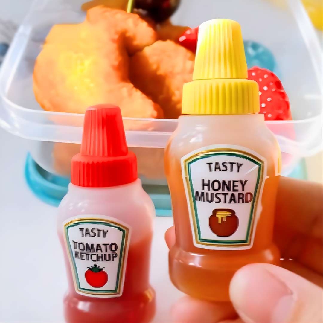 Mini ketchup bottles pair