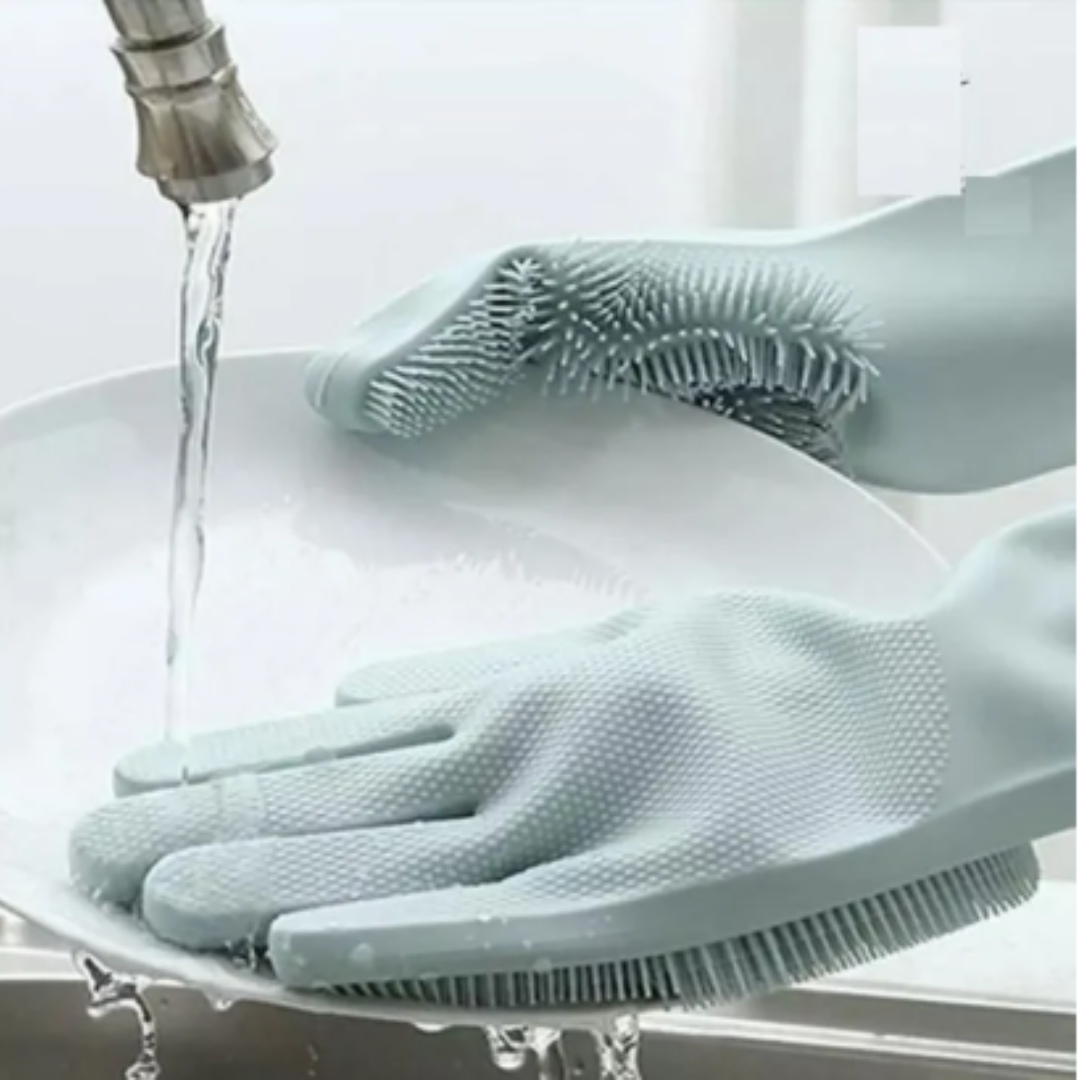 Magic Reusable Silicone Dishwashing Gloves with Scrubber - Image 5