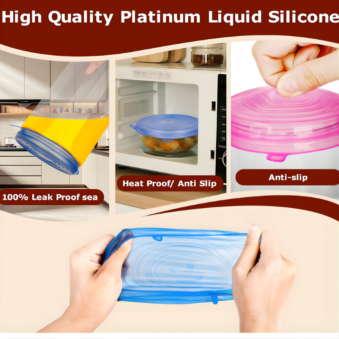 6 PCS Silicone Stretch Lids Food Covers - Image 4