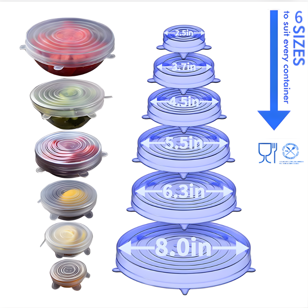 6 PCS Silicone Stretch Lids Food Covers - Image 8